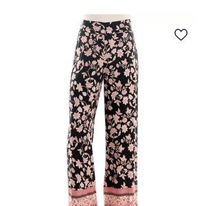 BCX Black and Pink Floral Wide Leg Pants
